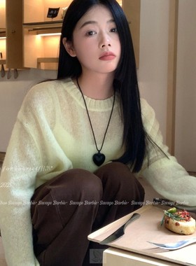 韩系fever同款黑色爱心项链高级感气质简约毛衣链小众设计感颈链