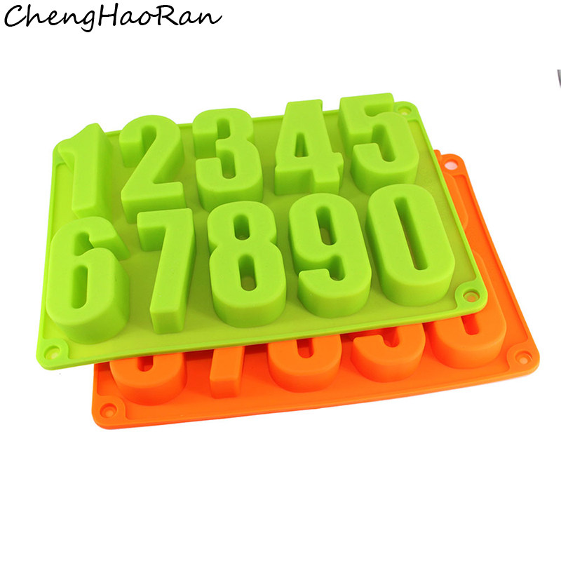 硅胶巧克力数字冰格模具 0-9立体阿拉伯蛋糕模DIY翻糖烘焙工具
