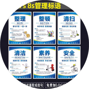 6S管理标识牌5S/7S/8S/10S标语企业文化宣传海报车间仓库展板挂图标识牌上墙办公室工厂墙贴制度牌挂牌kt板