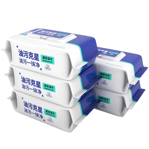 惠佰利厨房湿巾去油去污家用清洁油烟机专用强力去油污湿纸巾5包