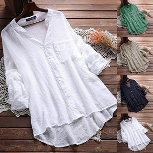 white long shirts women summer clothes shirt dress cotton女