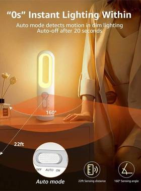 LED Motion Sensor Night Light 2 in 1 Portable Flashlight wit