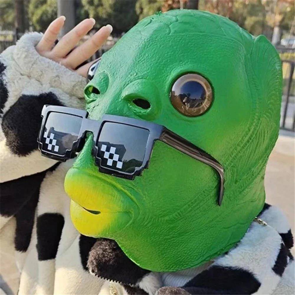 Funny Green Fish Head Mask Halloween Cosplay Costume Mask