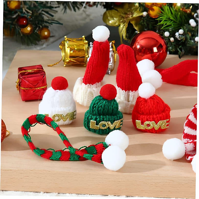 2pc Christmas hats Mini scarf Pendant Doll Festival Dress Up