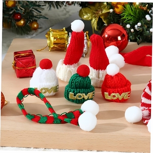 2pc Christmas hats Mini scarf Pendant Doll Festival Dress Up