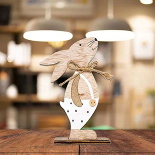New In Wooden Easter Rabbit Standing Bunny Wood Craft Orname