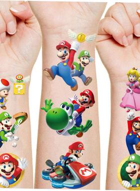Super Mario Bros Tattoo Stickers Kawaii Anime Figure Toys Ki