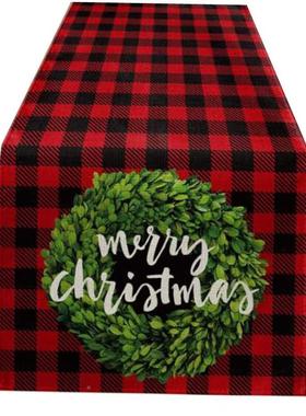 Fashion Christmas tree printe无品牌/d table runner flag kitc