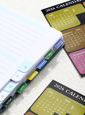 2026 Month Calendar Self-Stick Index Stickers Planner Colorf