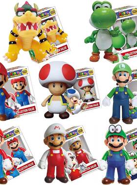 Super Mario Bros Anime Figure Toys Dolls Model Set Luigi Yos