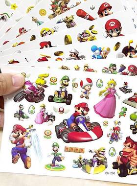 8pcs/Bag Super Mario Cartoon Tattoo Waterproof Stickers Cute