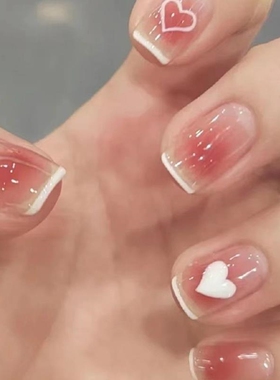 24pcs/box Fake Nails Press on Short Reusable with Designs Se