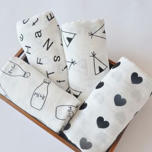 Newborn  Organic Cotton Bamboo Baby Blanket Muslin Swaddle