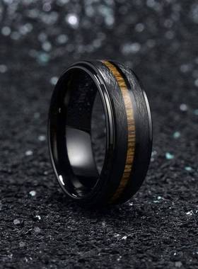 rendy 8mm Men Black Tungsten Wedding Band Rings Inlay Hawaii