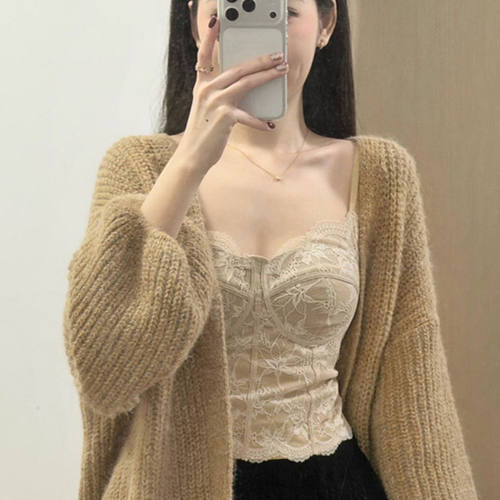 鱼骨胸衣蕾丝吊带背心女