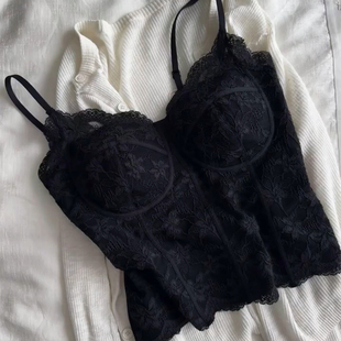 2025法式蕾丝小吊带背心女修身显瘦打底外穿美背带胸垫一体式抹胸