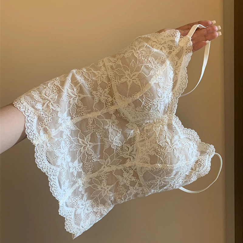 蕾丝花边带胸垫美背内搭背心吊带女磨毛保暖纯欲修身显瘦打底上衣