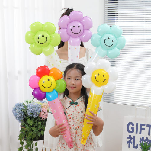 61儿童节雏菊手持打击棒气球幼儿园六一爱心教室场景装饰太阳花