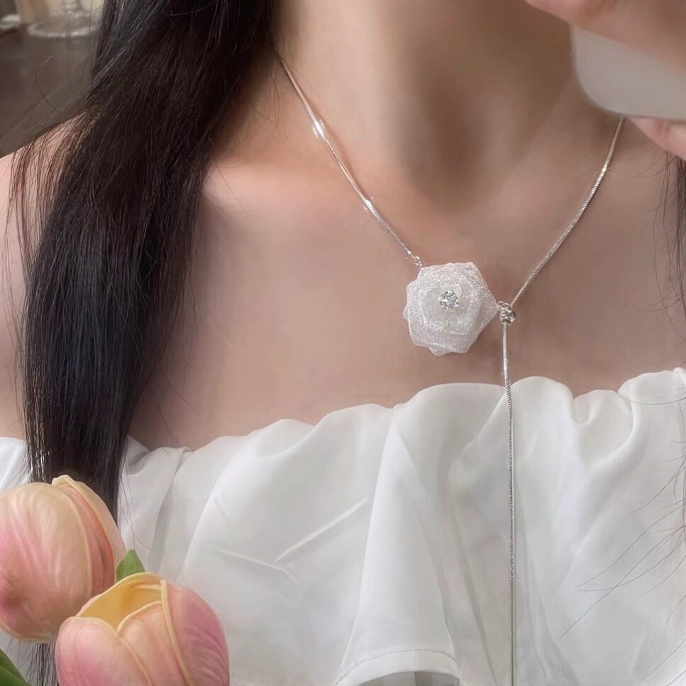 小众设计感超仙可抽拉网纱项链