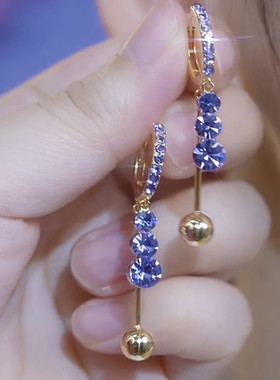 2024新款高级感紫色锆石水滴耳环女小众设计轻奢气质百搭耳扣耳饰