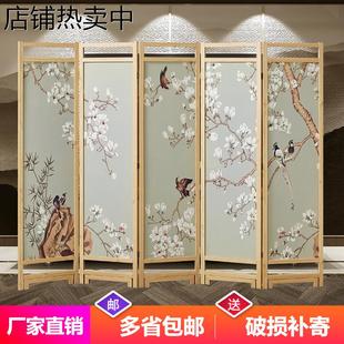 实木折屏 现代轻奢屏风简约折叠移动隔断墙卧室遮挡家用客厅新中式