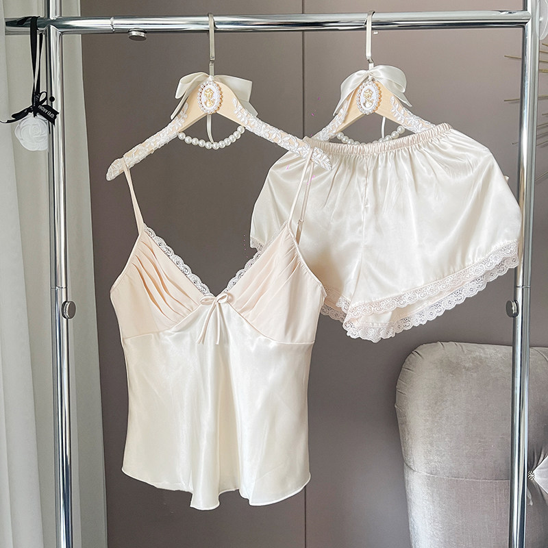 法式香槟色吊带睡衣女性感冰丝高级感家居服女夏季纯欲风居家服夏