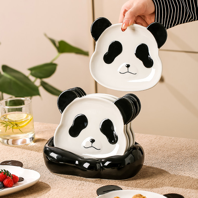 熊猫吐骨碟陶瓷家用餐桌吐骨头盘创意可爱骨碟套装高颜值水果盘子