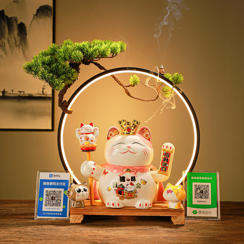 创意摇手招财猫摆件自动招手开业送礼大小号客厅店铺收银台装饰品