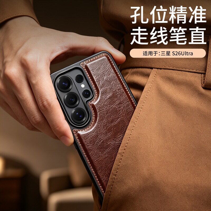 适用三星GalaxyS26ultra手机壳新款3星S25uitra保护套高级感真皮sm-s9480高端小牛皮s9380男士u轻薄case外壳图片
