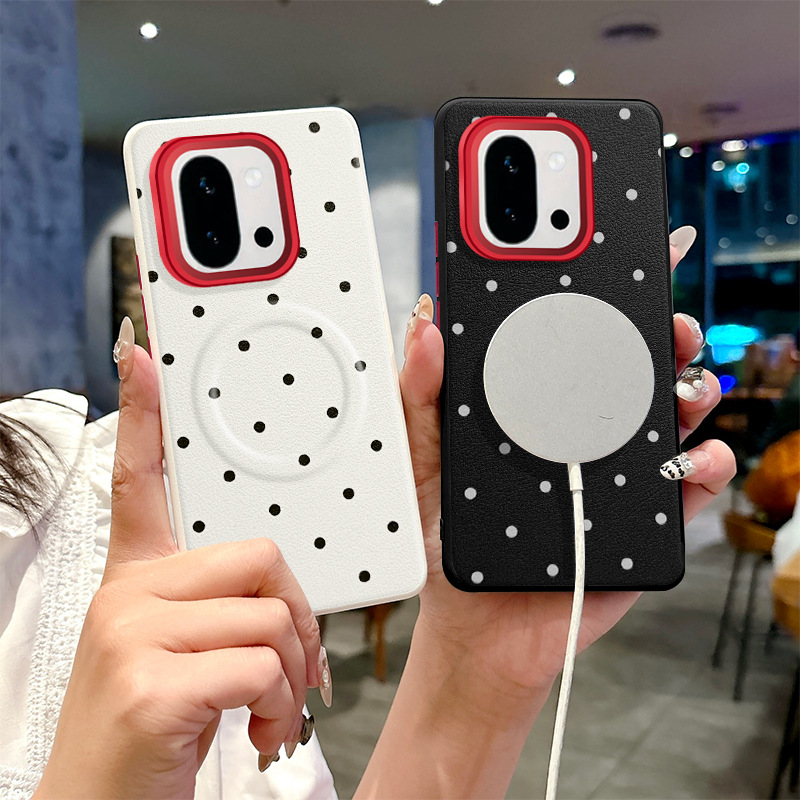 适用一加13手机壳镜头大孔13T保护套PJZ110可爱波点素皮ace5pro全包硅胶防摔PKX110新款PKG110磁吸后壳PKR110