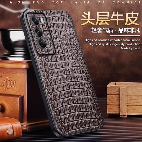 头层牛皮适用opporeno12pro手机壳reno12p0r真皮保护壳OPPOPJV110镜头全包OPPOPJW110高端商务轻奢鳄鱼纹后壳