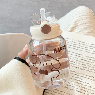 简约ins可爱高颜值吸管杯女夏季 学生大人少女塑料小巧便携水杯子