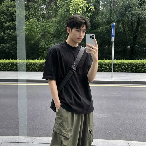 新疆棉400g重磅纯棉纯色短袖t恤男女款夏季圆领宽松百搭打底衫T恤
