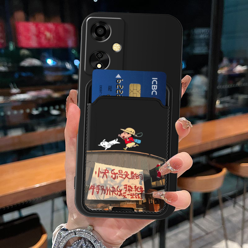 适用OPPOA57m手机壳A935G开心小新A97可放照片A98插卡套A96简约A55门禁卡A93s时尚A52创意A58全包A93可爱A72