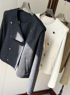 小香风短款双面羊绒大衣女新款气质羊毛呢子短外套反季清仓孤品