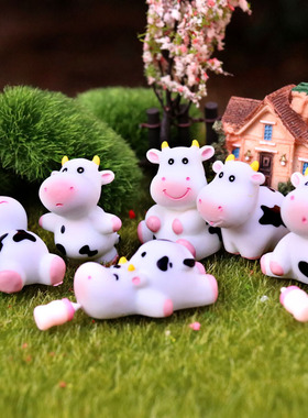 可爱Q版小奶牛树脂公仔玩偶多肉花盆微景观装饰摆件