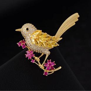 喜上眉梢中国风可爱喜鹊小鸟胸针女闪钻奢华精致衣服胸花配饰D3