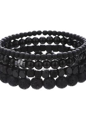 男士多层黑胆石火山弹力手