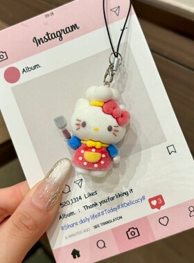 可爱甜点师毛绒玩偶挂件波点围裙蝴蝶结迷你钥匙挂饰少女心百搭小