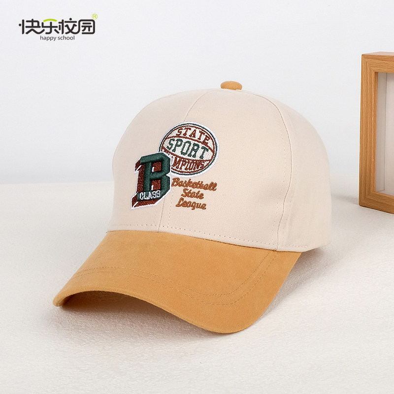 快乐校园中大童棒球帽春秋季男女宝宝遮阳帽儿童防晒鸭舌帽子休闲