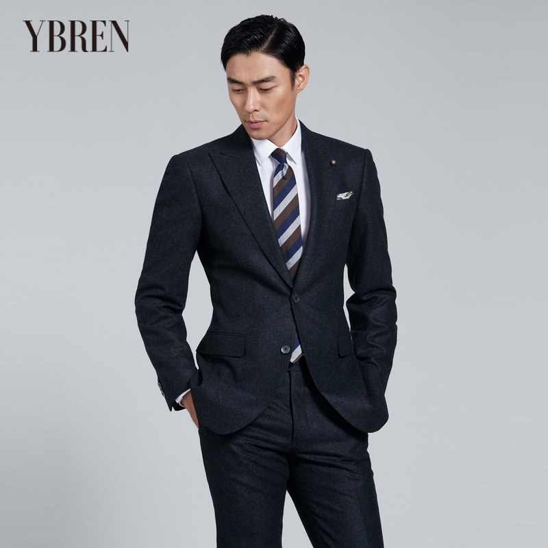 2021秋冬新品 衣邦人男士结婚商务礼服定制深灰色全羊毛西服套装