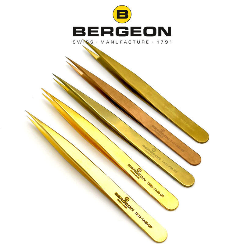 BERGEON博格工具 瑞士进口7422-PM-S5黄铜红铜镊子 名表维修工具