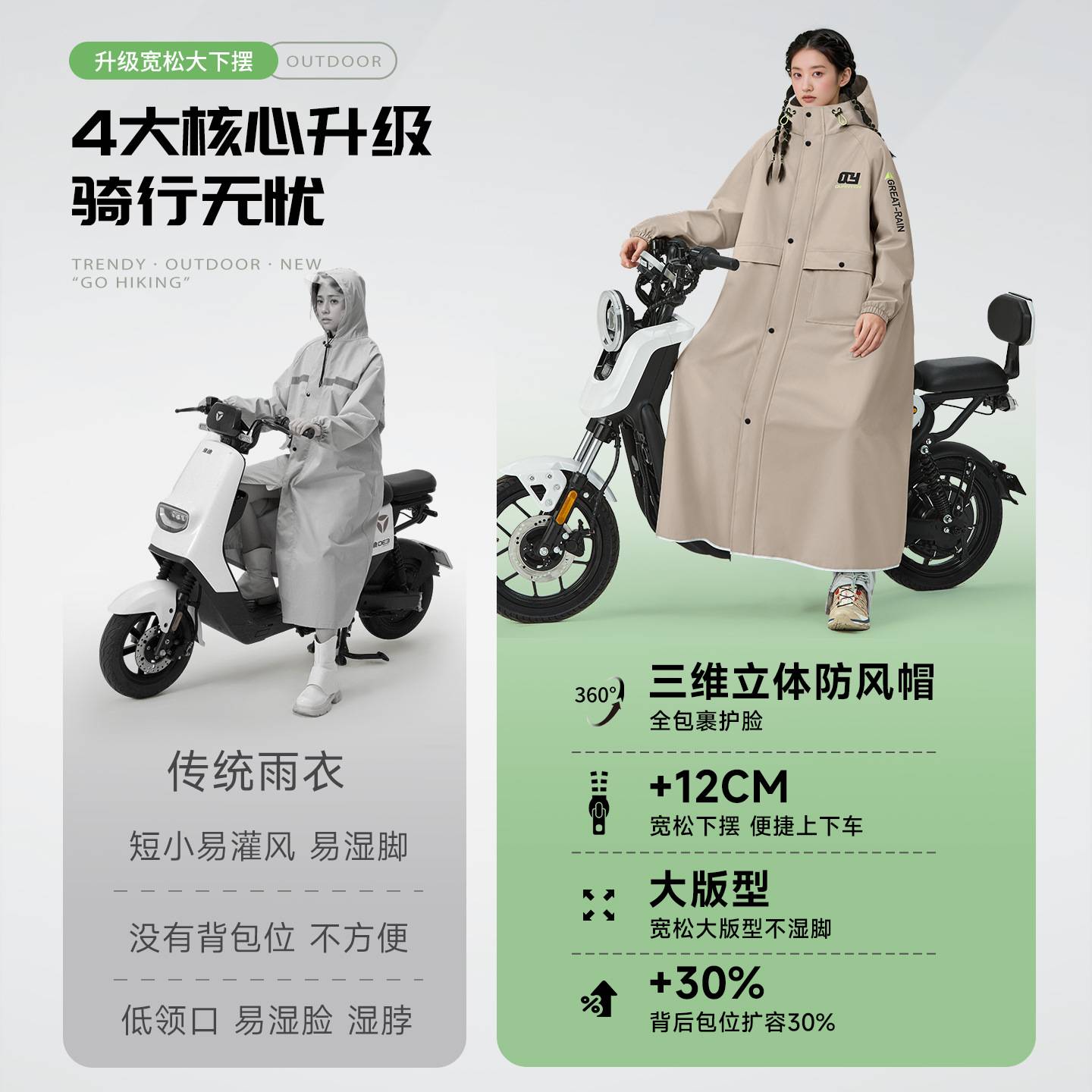 雨衣电动车一体式牛津布摩托车雨披男女通用非一次性加大加厚雨服