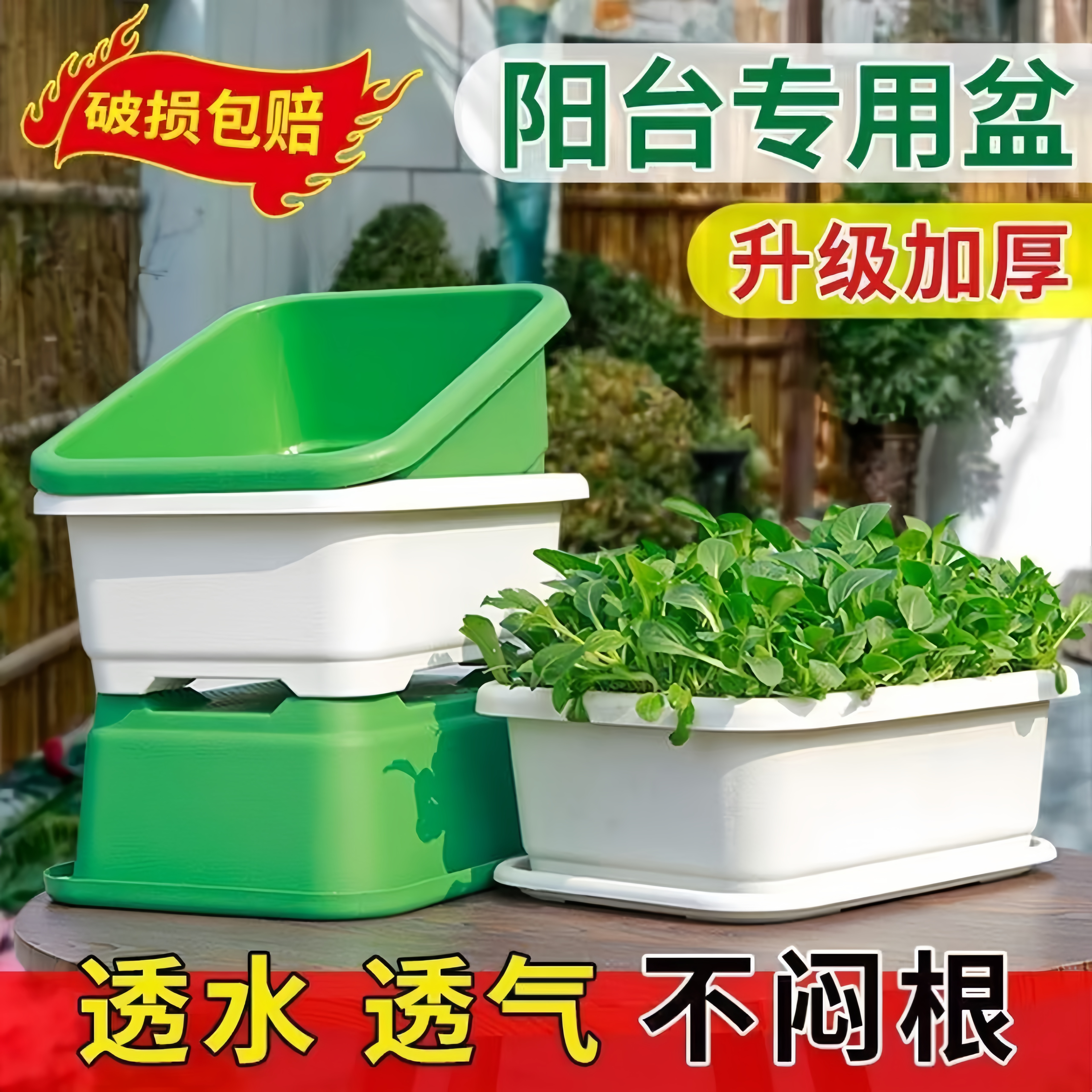 种菜专用箱泡沫阳台种菜盆长方形塑料花盆家庭蔬菜种植盆种菜神器