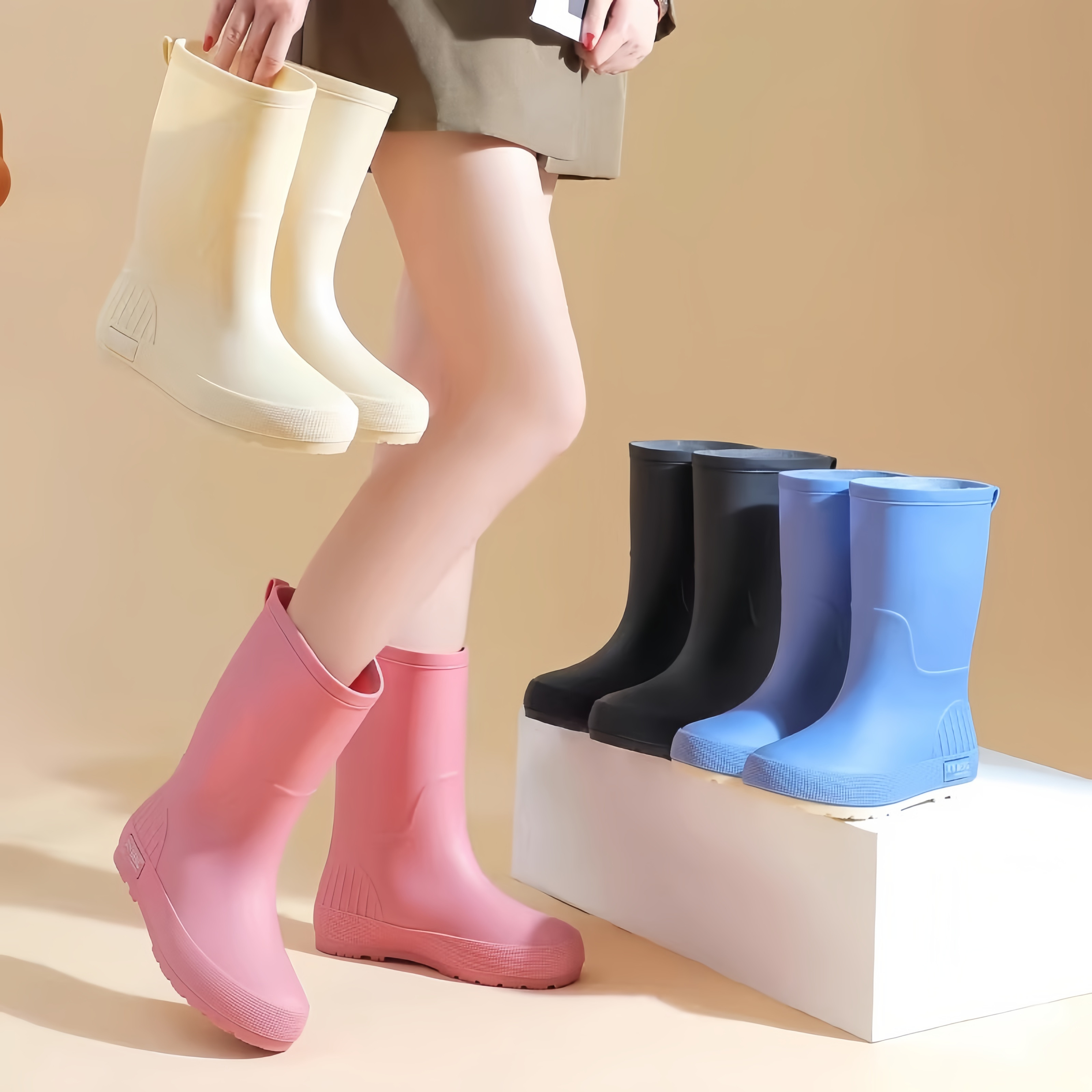 德国雨鞋中筒新款防水防滑耐磨加厚水靴套鞋女款时尚外穿厨房胶鞋