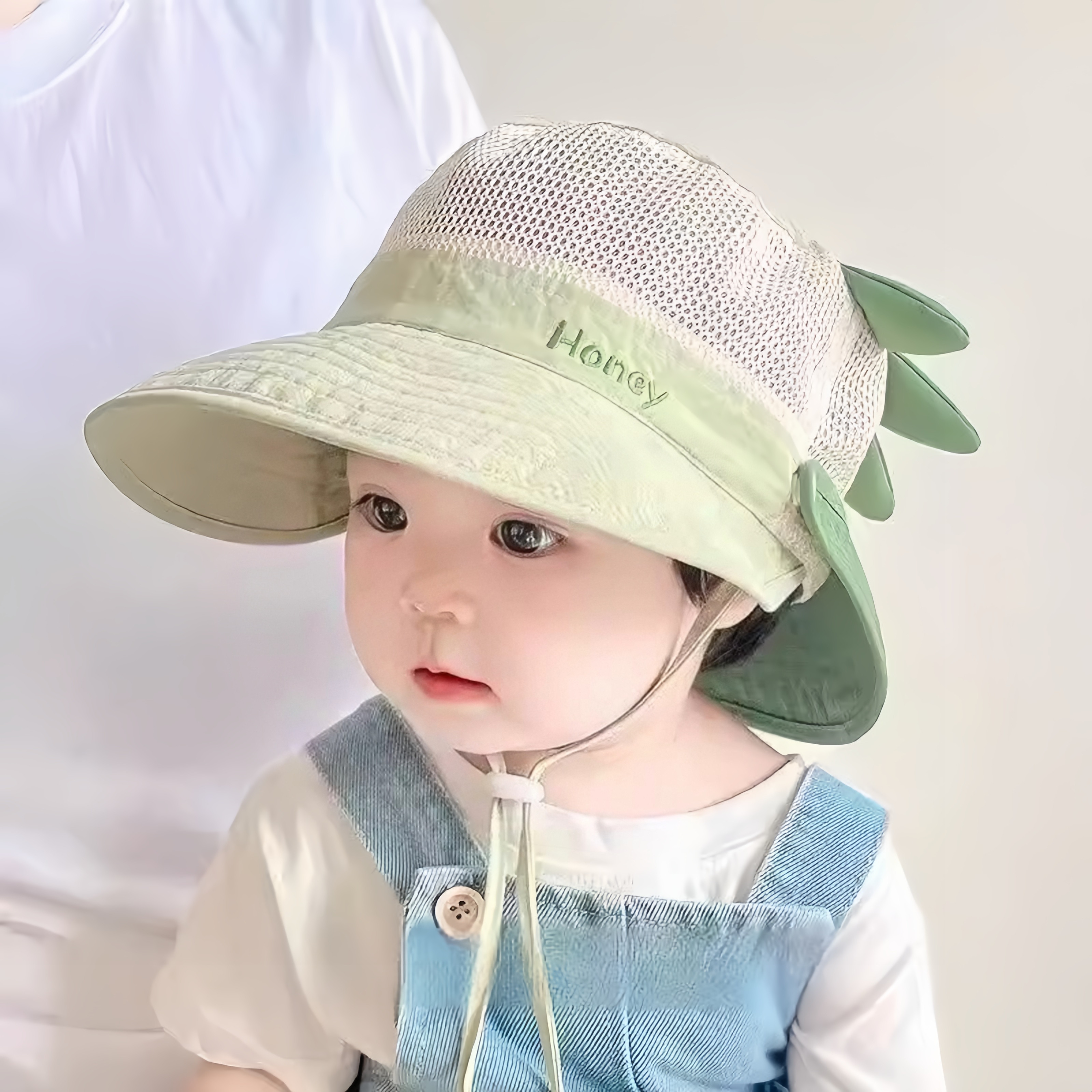 婴儿帽夏季网眼渔夫帽男孩和女孩婴儿大沿披肩防晒太阳帽太阳帽薄