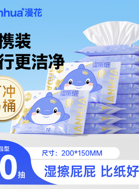 漫花10包湿厕纸家庭实惠装洁厕湿巾私处擦屁屁女士孕妇女性专用CG