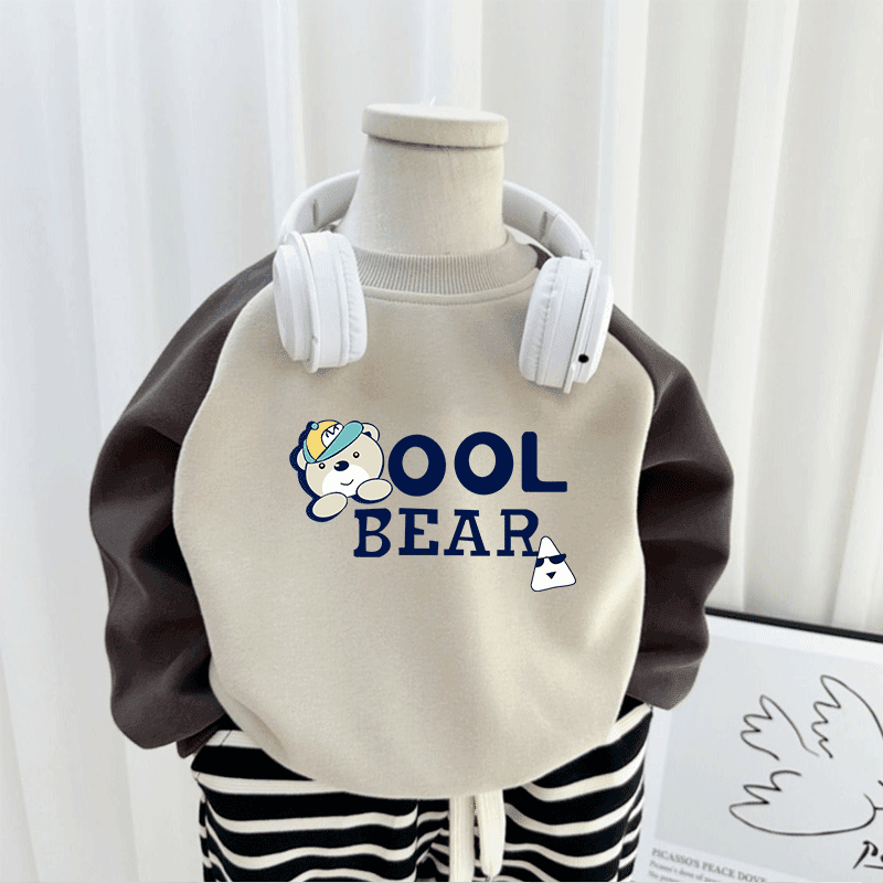 男童卡通动漫印花卫衣冬季新款加绒圆领套头长袖宝宝加厚保暖上衣