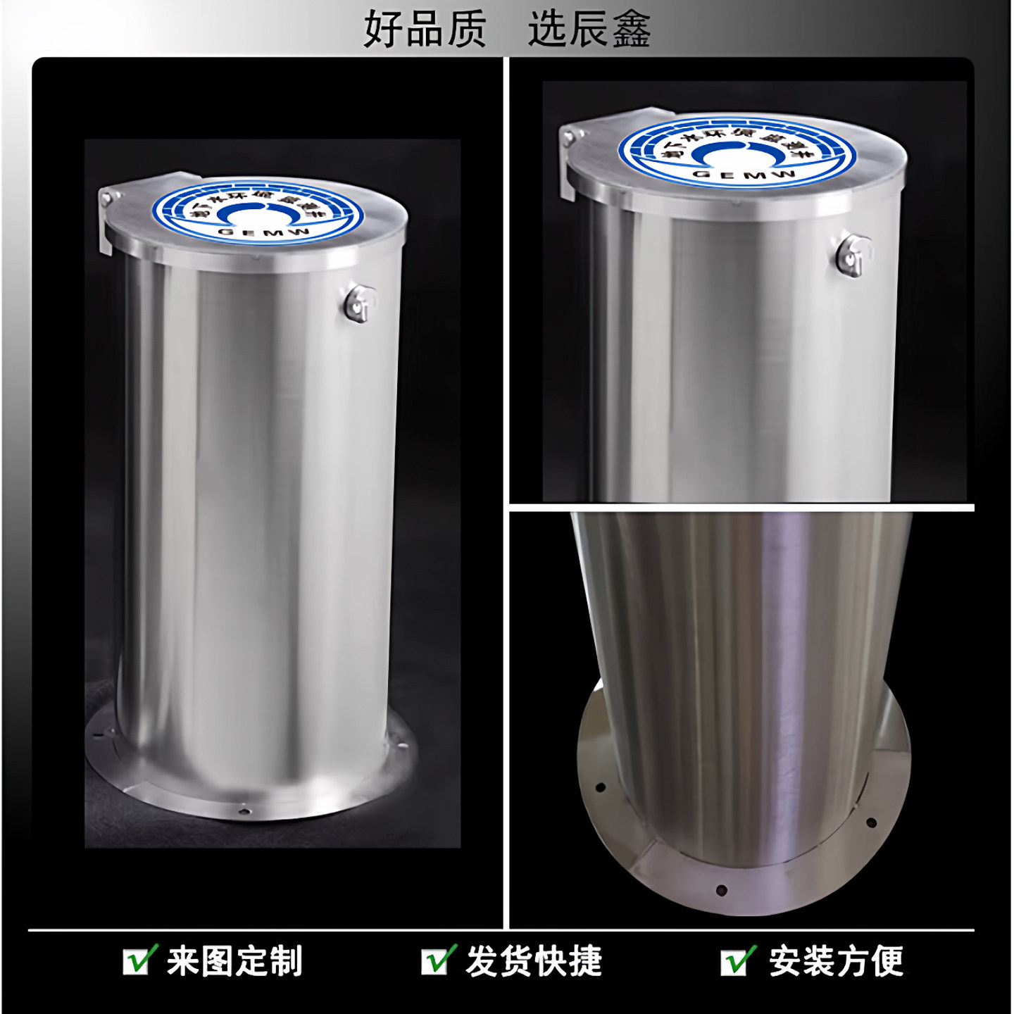 不锈钢地下水监测井盖圆形井口预埋保护装置桩防盗高筒环境检查口