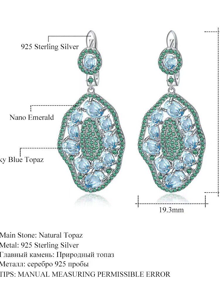 디자이너 유럽과 미국 스타일의 보석 귀걸이 복고풍 럭셔리 S  상감 천연 토파즈 귀걸이 귀걸이